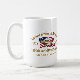 Caneca De Café 250º Aniversário EUA Patriótico 1776–2026