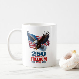 Caneca De Café 250 Anos De Liberdade Águia Patriótica Bandeira Am