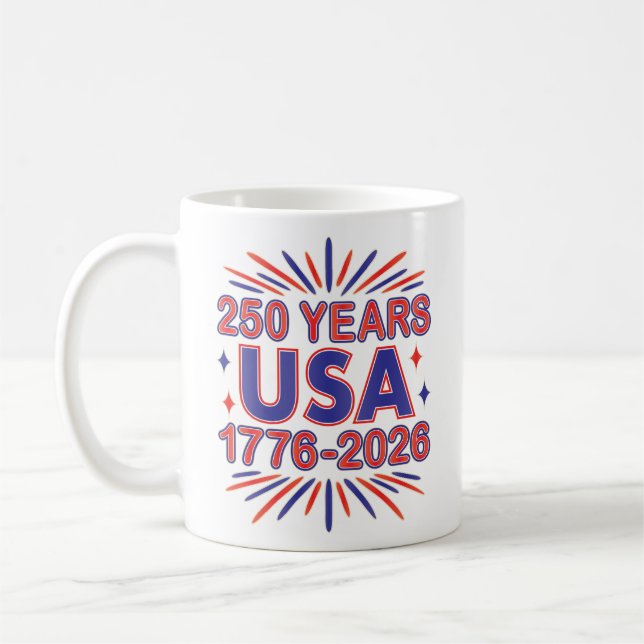 Caneca De Café 250 Anos EUA | 1776-2026 Semiquincentenário (Esquerda)