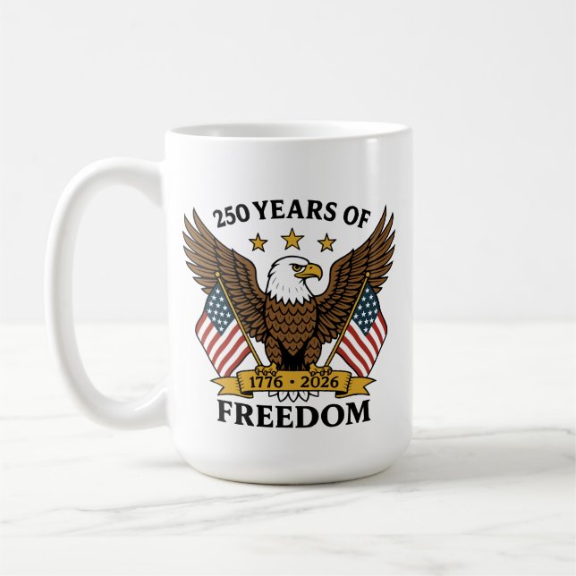 Caneca De Café 250 Years of Freedom America's Anniversary (Esquerda)