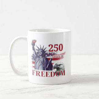 Caneca De Café 250th Anniversary USA Flag Liberty Eagle Freedom