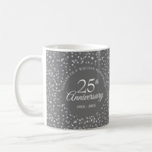 Caneca De Café 25 Anniversário do Silver Hearts