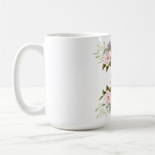 Caneca De Café 25 de Monograma de Casamento Floral Cor-de-Rosa El