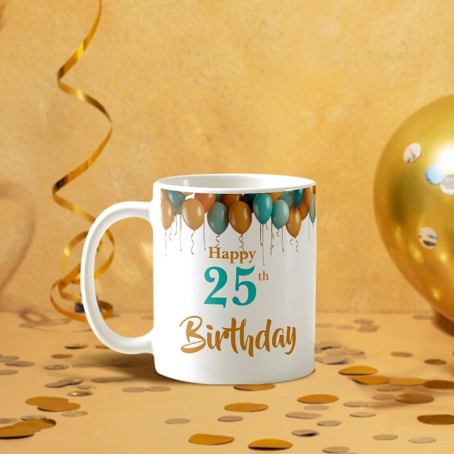 Caneca De Café 25 Feliz Paradeiro de Aniversário Personalizado (Criador carregado)
