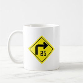 Caneca De Café 25 mph - Sinal de curva direita - Mug clássico