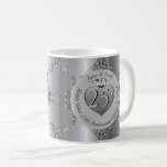 Caneca De Café 25 Silver Casamento de Aniversário Mug<br><div class="desc">Por um toque romântico,  meu emblema ornamentado em uma caneca de cerâmica para seu aniversário de casamento 25- ela vai adorar!</div>