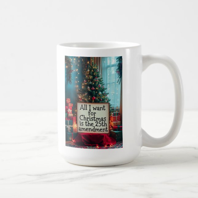 Caneca De Café 25th Amendment Christmas Mug with Festive Tree (Direita)