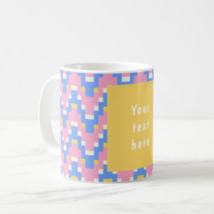 Caneca De Café 26036B Geométrico Zigue-Zague Onda Rosa Azul Amare
