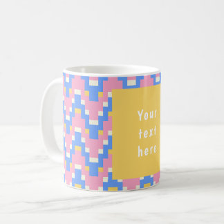 Caneca De Café 26036B Geométrico Zigue-Zague Onda Rosa Azul Amare