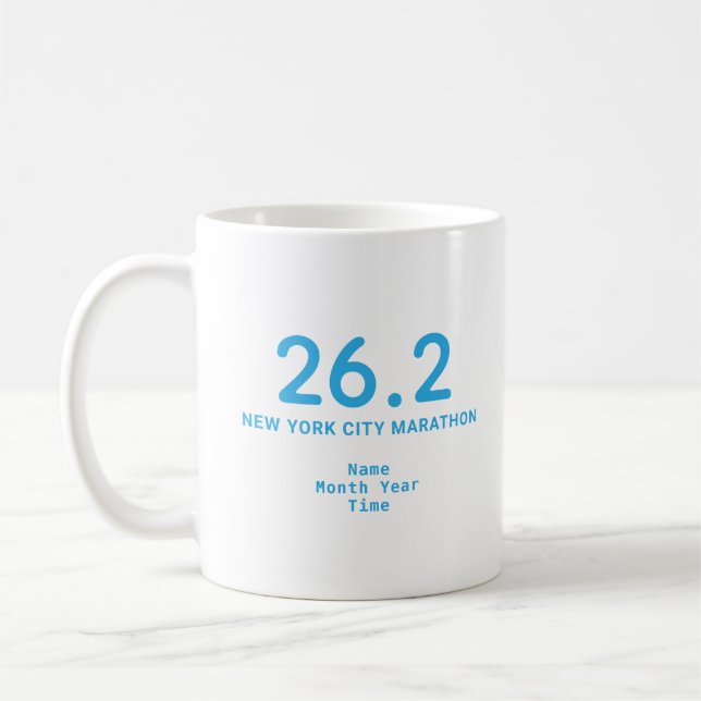 Caneca De Café 26.2 Maraton Runner Personalizado Azul (Esquerda)