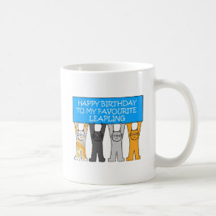 Caneca De Café 29 de fevereiro aniversário, gatos dos desenhos