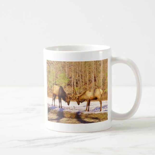 Caneca De Café 2~ 2 Bull Elk na neve (Direita)