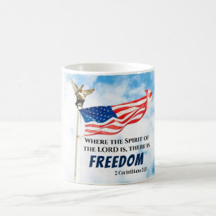 Caneca De Café 2 Corinthians 3:17 Há Liberdade, Bandeira American