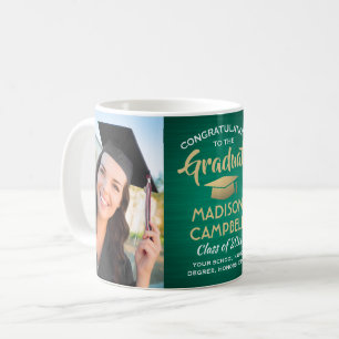 Caneca De Café 2 Fotos Formatura Escovado Verde Dourado e Branco