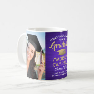 Caneca De Café 2 Fotos Parabéns pela Formatura Roxo e Dourado Bri