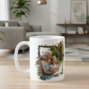 Caneca De Café 2 Modelo de Moldura para Rabiscar Foto Personaliza