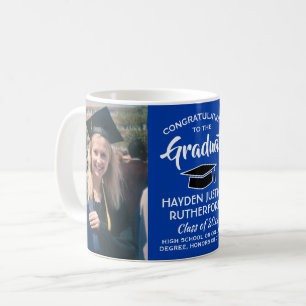 Caneca De Café 2 Parabéns para graduação Royal Blue e White