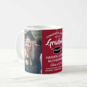 Caneca De Café 2 Parabéns para graduação vermelho branco e pre