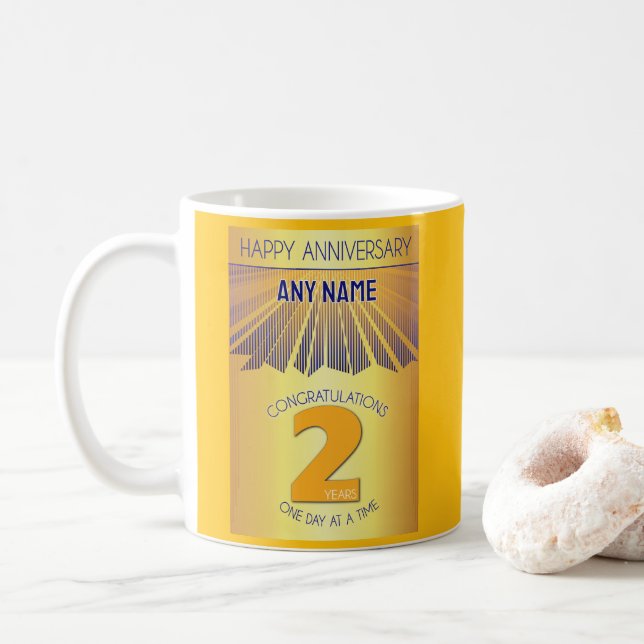 Caneca De Café 2 Year Sober Anniversary | Golden Ray 12 Step (Com Donut)