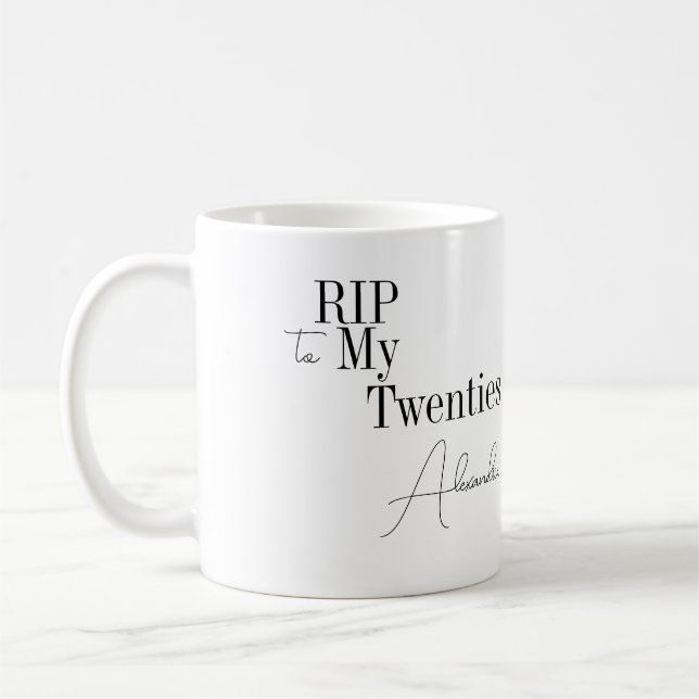 Caneca De Café 30th Birthday RIP 20s Black and White Minimal (Esquerda)