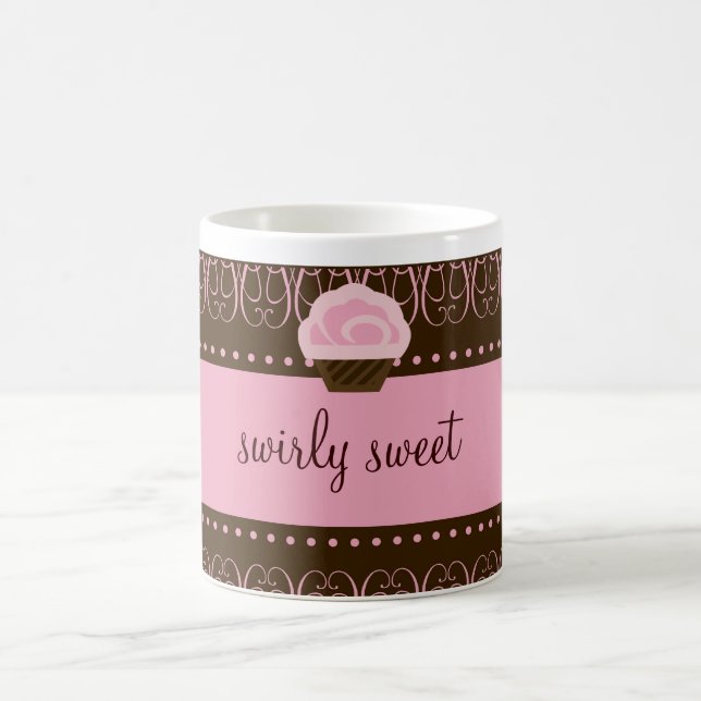 Caneca De Café 311 Swirly Brown cor-de-rosa doce (Centro)