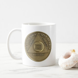 Caneca De Café 33 anos Sóbrio Medallion Moin Feliz Aniversário