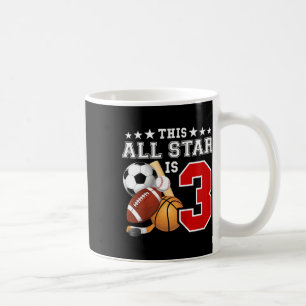 Caneca De Café 3 anos de Festa de aniversário desportiva estelar 
