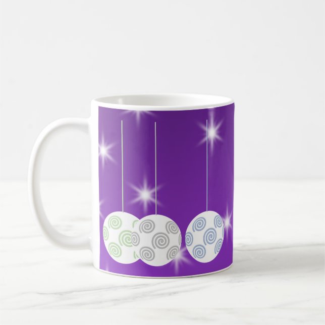 Caneca De Café 3 Baubles brancos do Natal do design do (Esquerda)