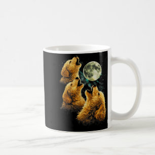 Caneca De Café 3 cães golden doodle uivando lua engraçada fofa