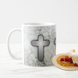 Caneca De Café 3 Cruzes de Prata Prata e Branco 