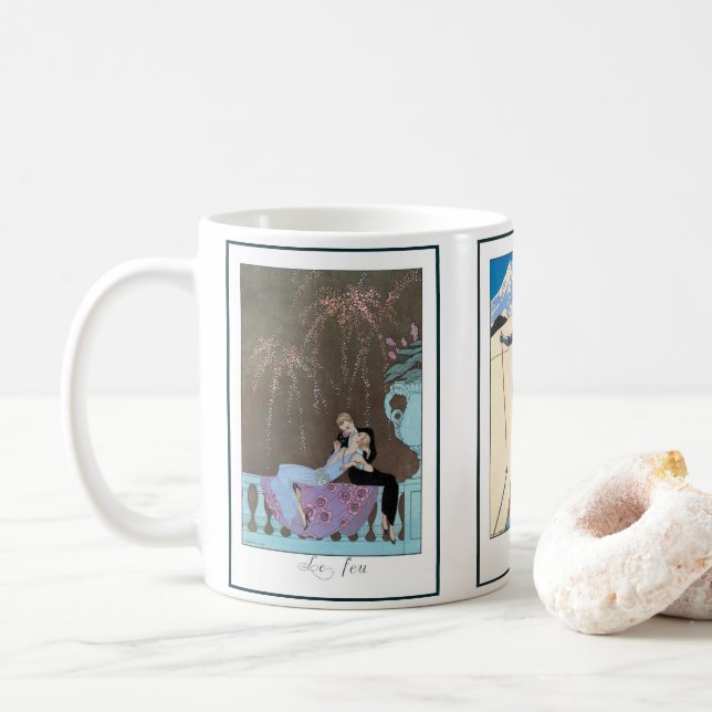 Caneca De Café 3 Deco de Arte Vintage diferente por George Barbie (Com Donut)