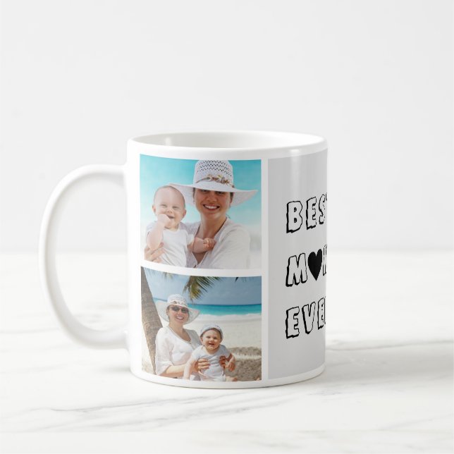 Caneca De Café 3 Fotografias Personalizadas - Melhor Mãe Nunca (Esquerda)