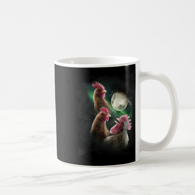Caneca De Café 3 Galinhas Lua Lobo Galinhas Uivando Lobos  (Direita)