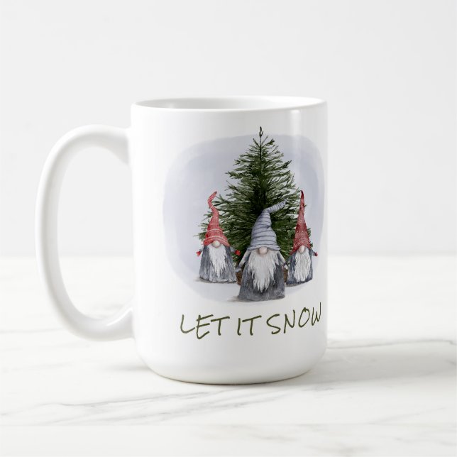 Caneca De Café 3 Gnomo de Natal Deixe a neve cair (Esquerda)