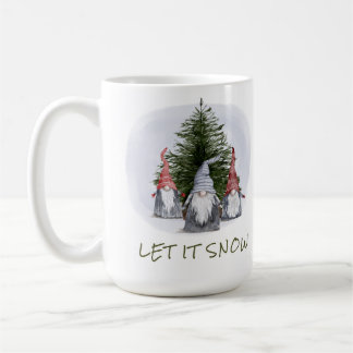 Caneca De Café 3 Gnomos de Natal Deixem nevar