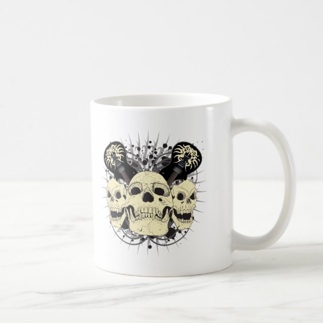 Caneca De Café 3 guitarra do crânio (Direita)