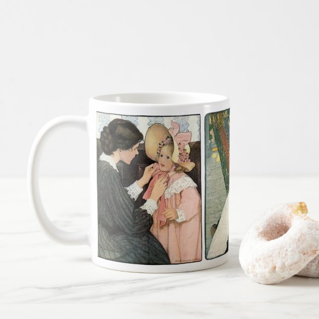 Caneca De Café 3 Ilustrações Diferentes por Jessie Willcox Smith (Com Donut)