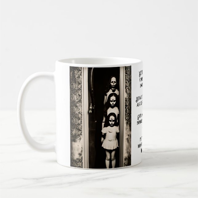 Caneca De Café 3 Mau Ghosts Irmãs Hunted Mansion & Quote (Esquerda)