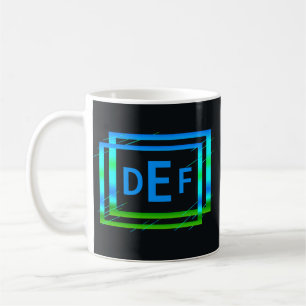 Caneca De Café 3 Monograma inicial - Letra azul verde geométrico