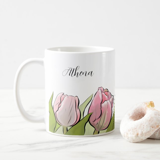 Caneca De Café 3 Tulipas Personalizadas (Com Donut)