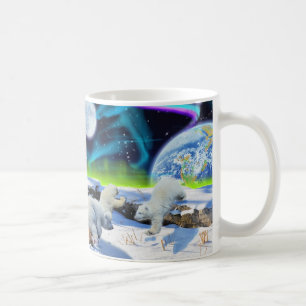 Caneca De Café 3 urso polar Cubs que joga na neve - arte do Dia