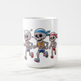 Caneca De Café “3D Cartoon Skeleton Race • Funny Running Skeleton