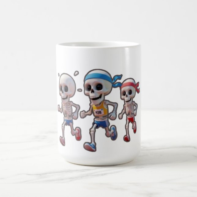 Caneca De Café “3D Cartoon Skeleton Race • Funny Running Skeleton (Centro)
