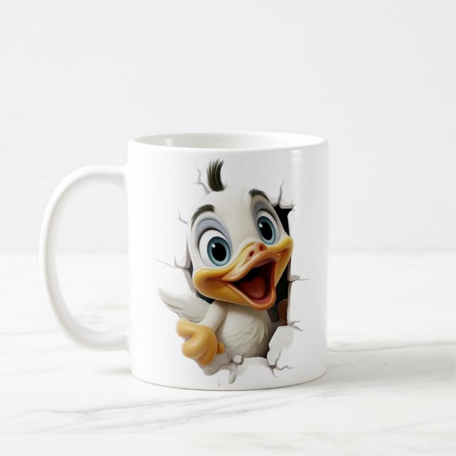 Caneca De Café 3D Cute Cartoon Duckling Bursting (Esquerda)