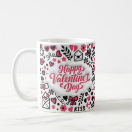 Caneca De Café 3d Feliz dia de os namorados rosa