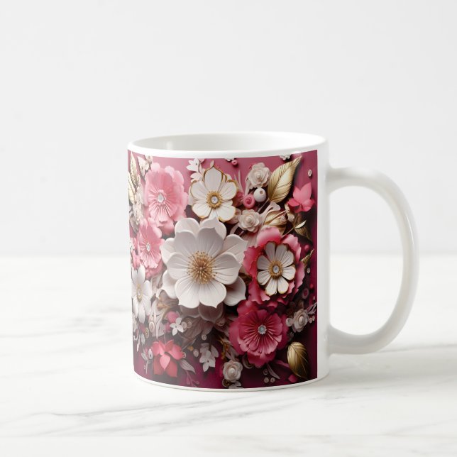 Caneca De Café 3D Floral Mug (Direita)