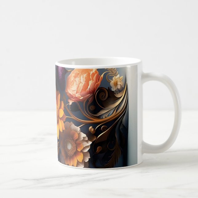 Caneca De Café 3D Floral Mug (Direita)
