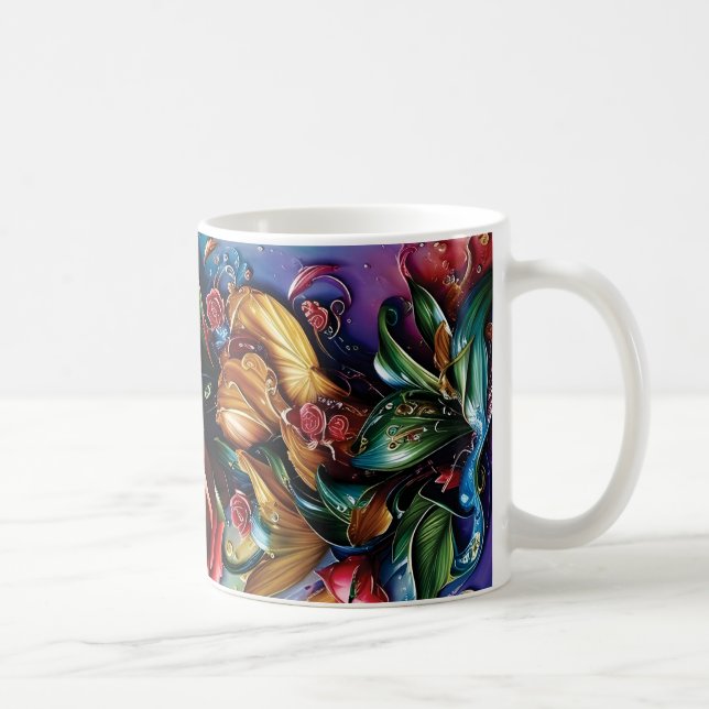 Caneca De Café 3D Floral Mug (Direita)