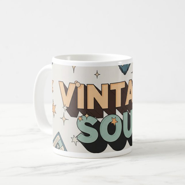 Caneca De Café 3D Lettering & Cassette Tape Design (Frente Esquerda)