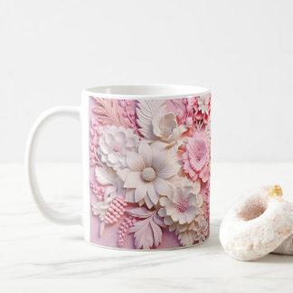 Caneca De Café 3D Parecendo Flores Rosa Impressas